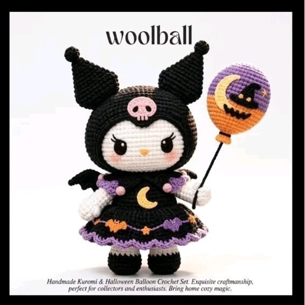New Sanrio Kuromi Woolball Halloween Crochet Kit All-N-One Beginner Kit Complete